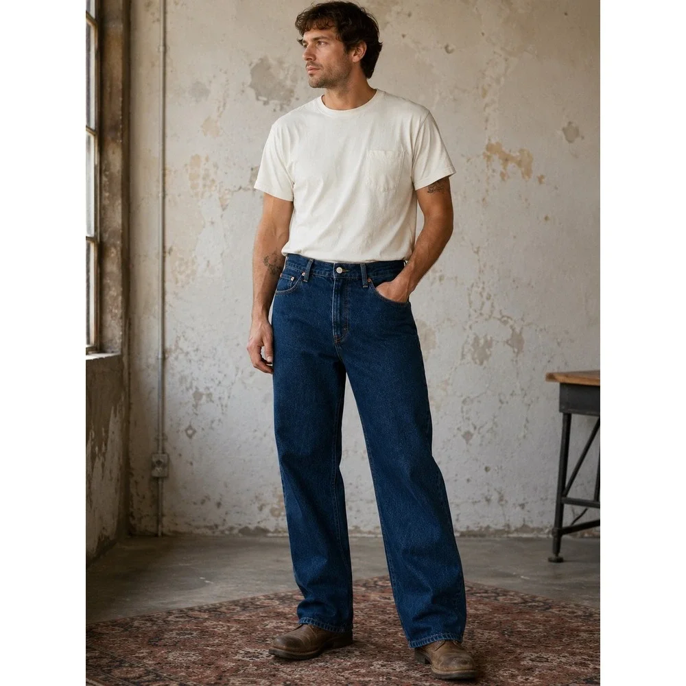 Levis 501 Original Straight Fit Jeans Mens 35x32 Dark Wash Blue Denim Button Fly